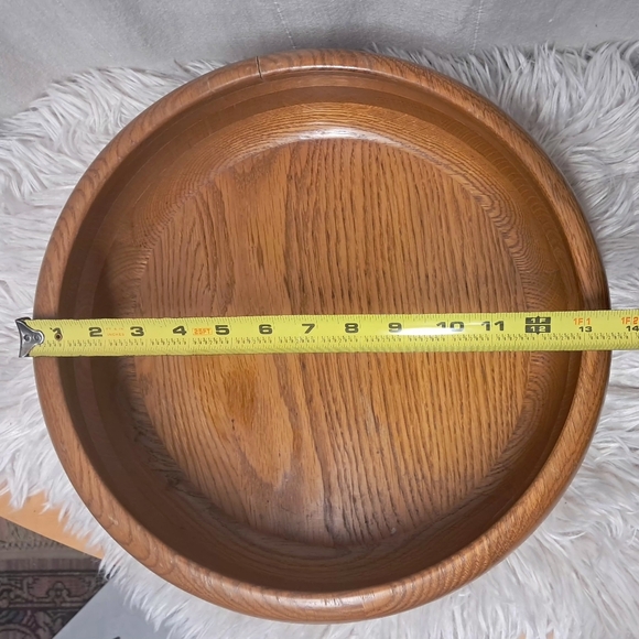 Vintage Handcarved 14" Wooden Serving Bowl And Serving Spoon Made In The USA - Picture 4 of 11